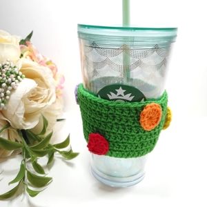 Crochet Coffee Cup Cozy. Hot Chocolate Cup Cozy. Cup Sleeve Hot Drink Holder
